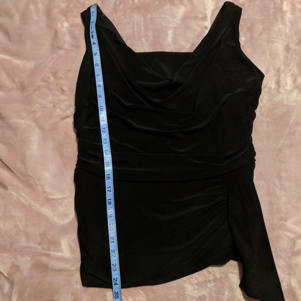 🌟ChueVa Black Cowl Neck Side-rouched Tank Blouse - Picture 5 of 8